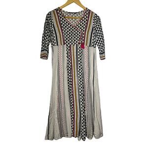 Avaasa Indian Made Boho Summer Long Hippie‎ Dress Multi Colored Size Small
